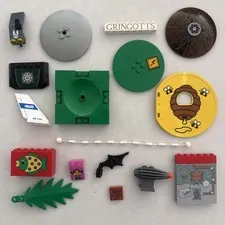 Specialty LEGO Piece Lot Of 17 Printed Sticker Shaped Gringotts Bees Fish Roots