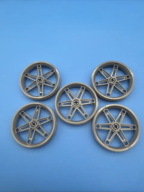 5 LEGO TECHNIC 2903 Large (61.6MM X 13.6MM) Gray 6-SPOKE Motorcycle Wheels