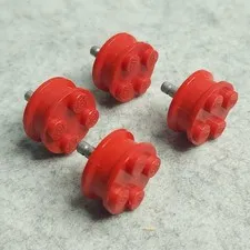 LEGO 7039 Wheel with 4 Studs and Metal Axle Red x4 Genuine
