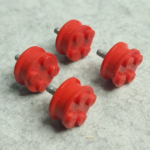 LEGO 7039 Wheel with 4 Studs and Metal Axle Red x4 Genuine