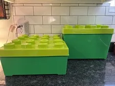 Lot Of 3 LEGO Storage Brick Case 8 Stud Container Plastic Bin/Box EMPTY 14"W