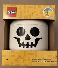 LEGO Large Storage Head Skeleton Skull Container Halloween Candy Bowl w/ Lid NEW