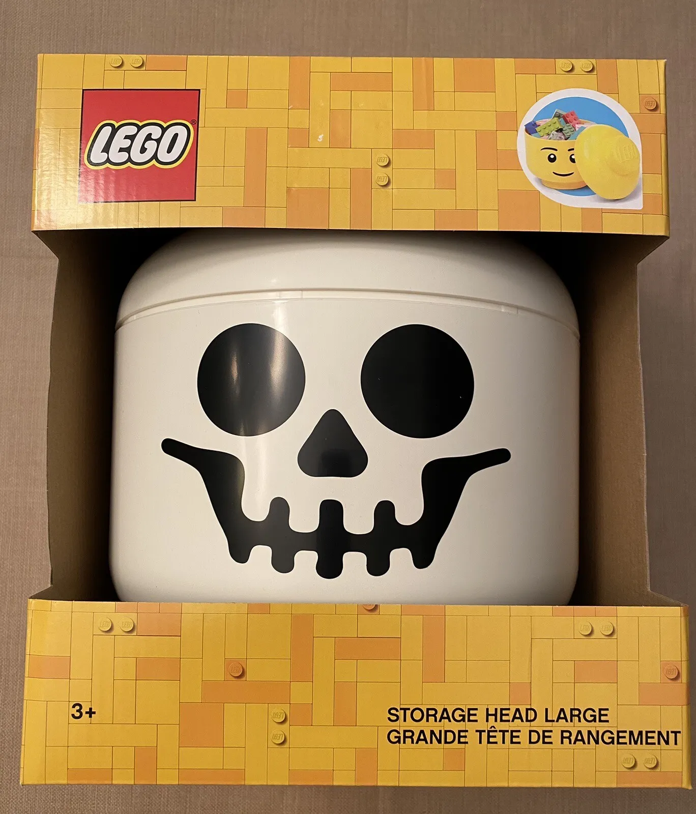 LEGO Large Storage Head Skeleton Skull Container Halloween Candy Bowl w/ Lid NEW