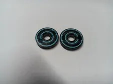 LEGO LOT 2 ROUND TILE 2X2 W HOLE DARK AZURE CIRCLES CIRCUITRY PATTERN 21314 TRON