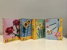 4 Lego Flowers - Roses, Sunflowers, Daffodils, Lotus