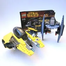 2004 LEGO Star Wars 7256 Jedi Starfighter and Vulture Droid -missing Anakin READ