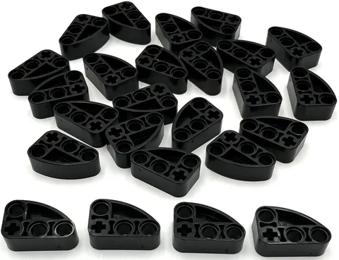 Lego 25 New Black Technic Liftarms Modified L-Shape Quarter Ellipse Thick Parts