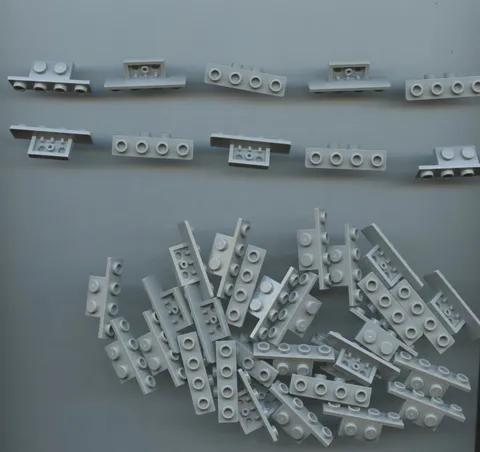 LEGO x 40 LB Gray Bracket 1 x 2 - 1 x 4 with Rounded Corners at the Bottom 28802