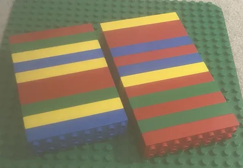 Lego Duplo Lot Of (22) Classic Color 2x8 Stud Long Pieces Red Blue Yellow Green