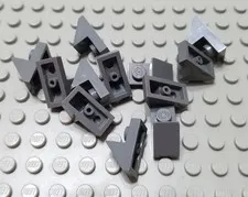 LEGO Lot of 12 Dark Bluish Gray 2x1 Cutout Slope Pieces