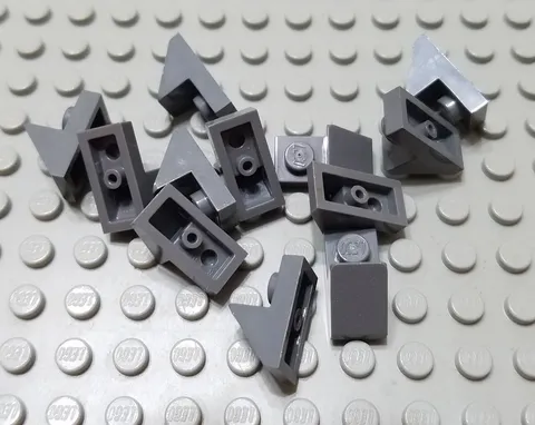 LEGO Lot of 12 Dark Bluish Gray 2x1 Cutout Slope Pieces