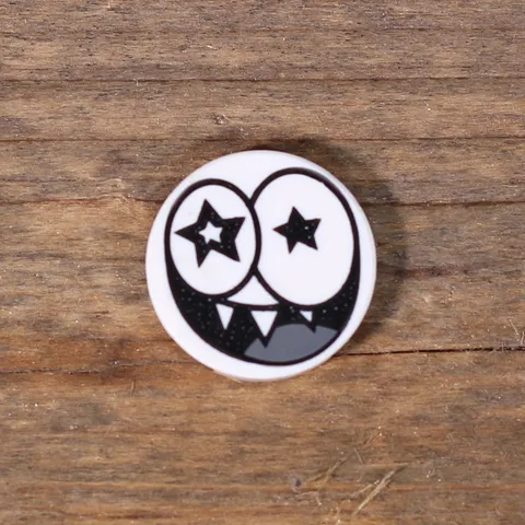 LEGO Mixels White Round Tile 2x2 Black Star Eyes & Sharp Teeth Smile 14769pb091