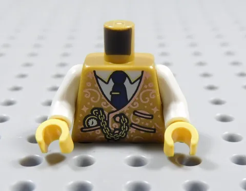 LEGO Gold w/ White Printed Torso Minifig Tie Vest Pocket Watch BJ