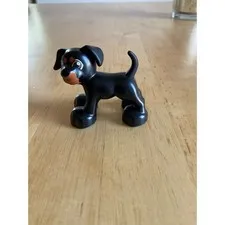 LEGO Duplo Black Dog Puppy Animal Figure Tan Markings 230J8 Replacement Piece