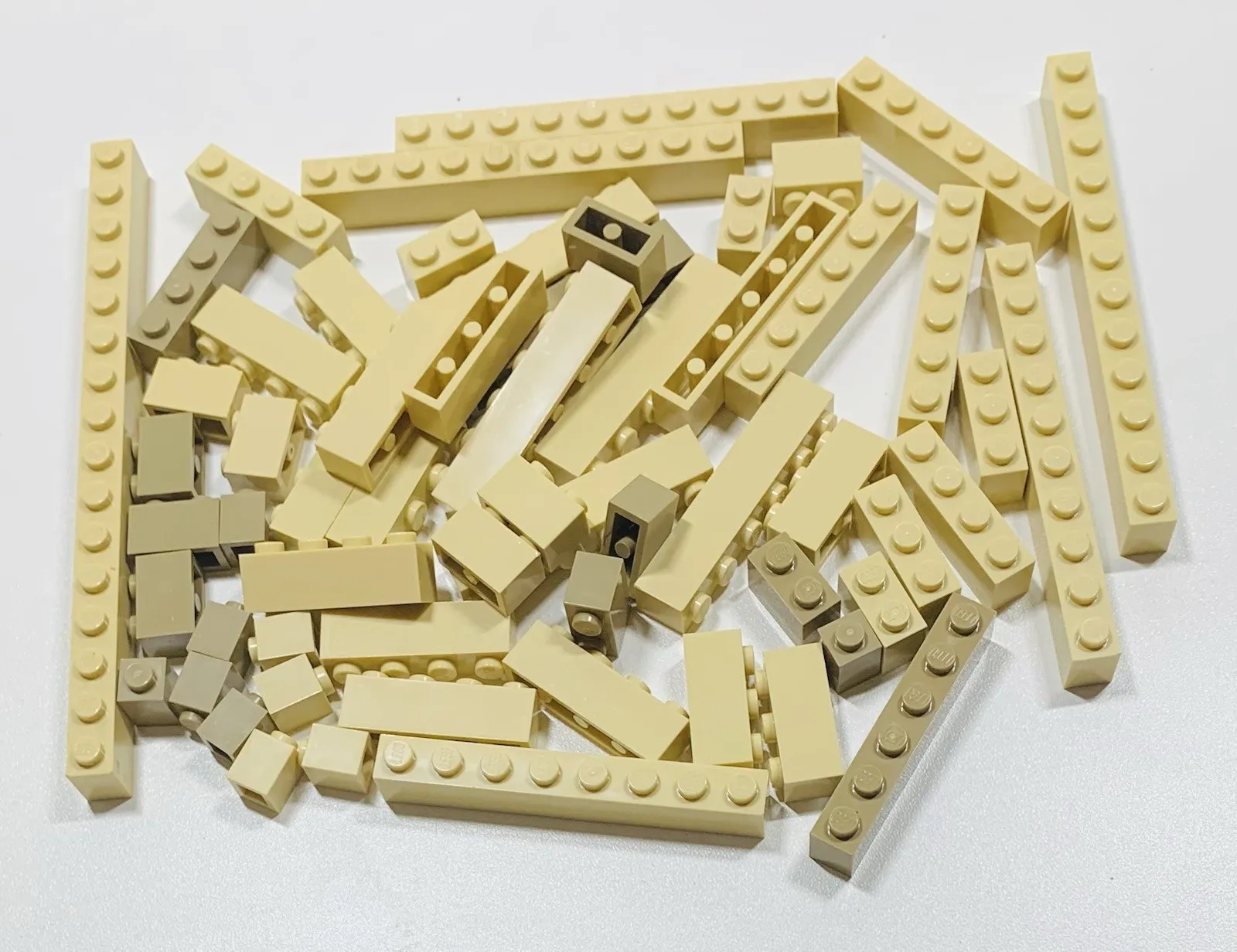 Lego Tan BRICKS BLOCKS ONLY 60pc Bulk Lot 1x16 1x12 1x10 1x8 1x6 1x4 1x3 1x2