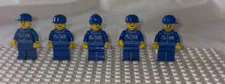 Lego OCTAN GAS/OIL RACER Team Minifigure LOT OF 5 Blue Jumpsuit Town