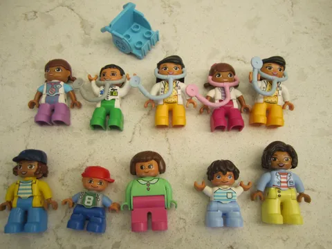 Lot 10 LEGO Duplo Figures Nurse Doctor Kids Moms Wheel Chair