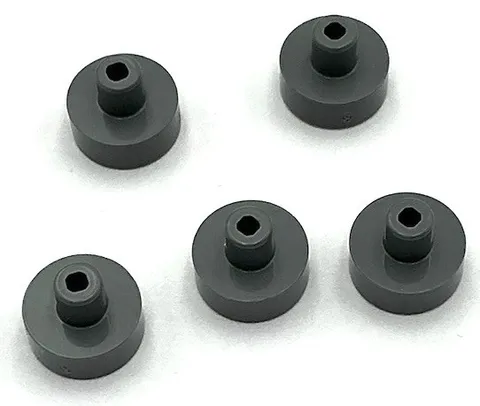 Lego 5 New Dark Gray Tiles Flat Smooth Round 1 x 1 w/ Bar and Small Pin Holes