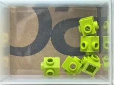 LEGO Parts - Lime Brick, Modified 1 x 1 with Studs on 4 Sides - No 4733 - QTY 5
