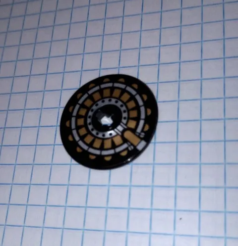 1 Lego 2958pb043 Technic Disk Gold Black Pattern Exo-Force Sky Guardian WYSIWYG