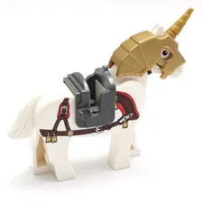 LEGO Castle White Horse w/ Tassles & Gold Helmet King's Carriage Ambush 7188