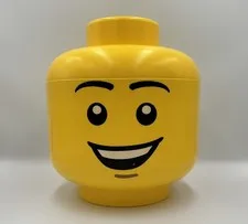 RARE Retired Lego Large Storage Head Yellow Stackable Container Decor Kids