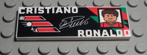 Lego Tile - Tile 2x6 White with Decor Christiano Ronaldo