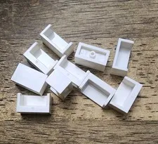 LEGO White Panel 1 x 2 x 1 with Rounded Corners and 2 Sides. QTY 10. 23969 35391