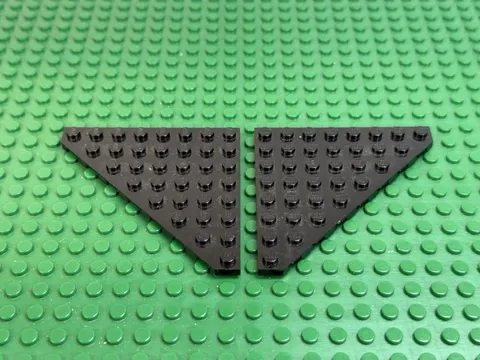 2x LEGO Black Wedge Plate 8 x 8 Cut Corner 7470 4195 7775 10176 #30504