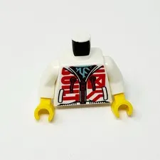 LEGO Minifigure Torso White Hoodie BUILT Red Zipper Drawstrings 973pb6009c01