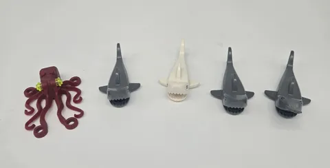 Lego Mini Figure Water Animals 3 Sharks, Octopus, Swordfish