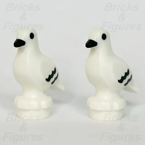 LEGO® City Pigeon Animal Minifigure Part White Black Eyes Bird 910062 11371 x 2