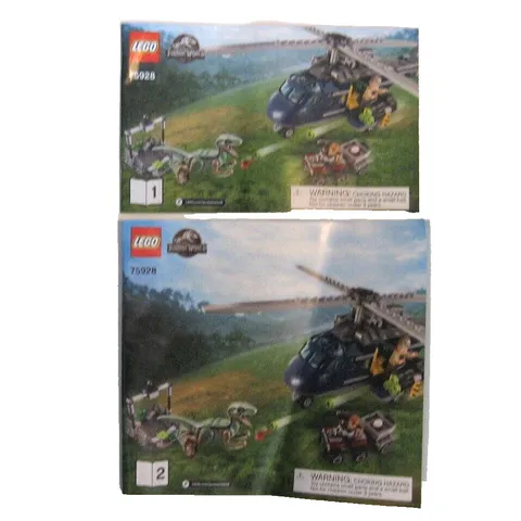 2 LEGO JURASSIC WORLD Instruction Booklets Manual Only #75928 Blues Helicopter