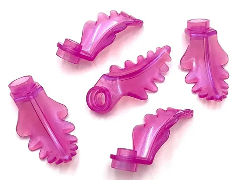 Lego 5 New Satin Trans-Dark Pink Plants Plates Round 1 x 1 w/ Curved Parts