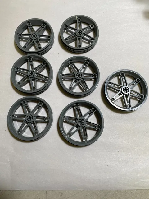 7 LEGO TECHNIC 2903 Large (61.6MM X 13.6MM) Gray 6-SPOKE Motorcycle Wheels