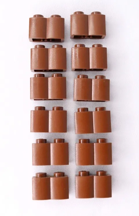 LEGO Bulk Lot of 12 Brown Brick Modified 1x2 With Log Vintage 