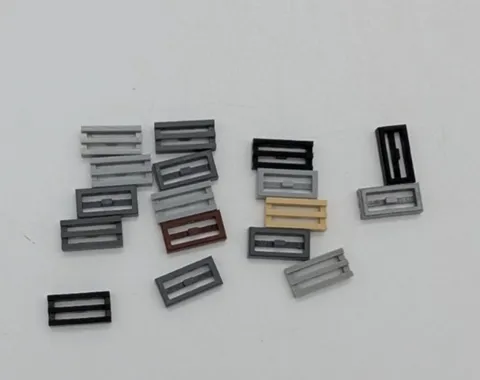 LEGO 1x2 TILE with Grille Grill Plates 12 pc - grey black brown beige