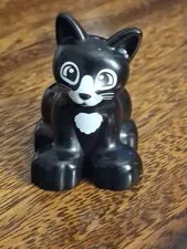 Lego Duplo Black And White Kitten With Wide Eyes