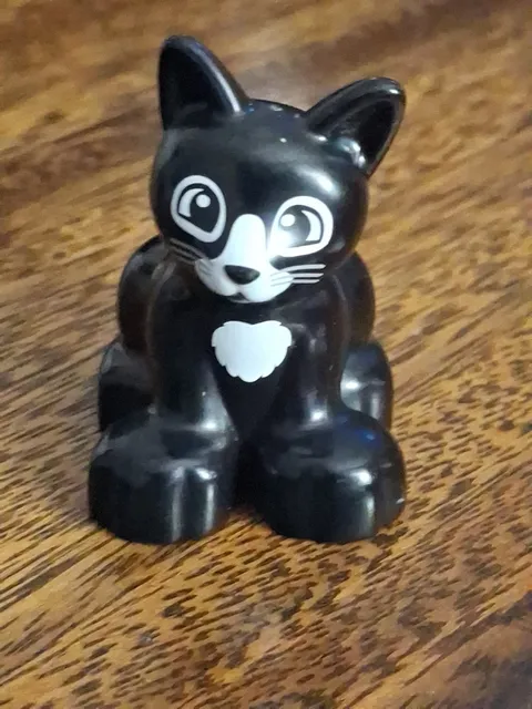 Lego Duplo Black And White Kitten With Wide Eyes