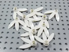 LEGO Lot of 10 White 1x1 Round Plate w/ 3 Thin Leaves Plant Minifig BQ