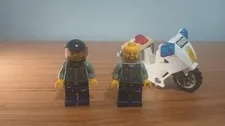 LEGO CITY Police Officer Minifigures Lot of 2 w/ Police Motorcycle