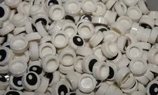 LOT OF 50 = LEGO White Round  Black Eye & White Pupil Eyes = ( 22-10 98/38 )
