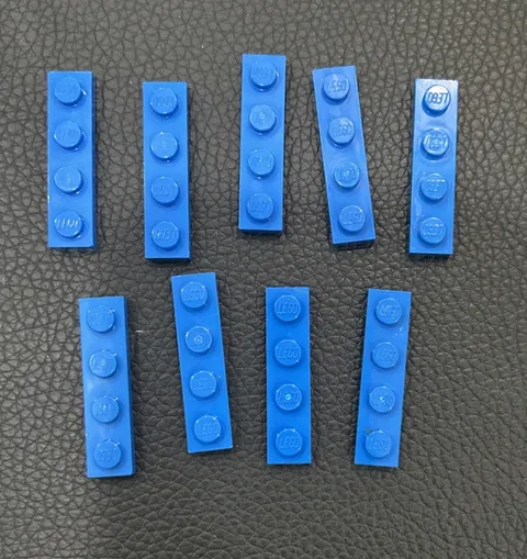 LEGO Lot 9 Pieces 1x4 Plate Part 3710 Solid Studs Blue