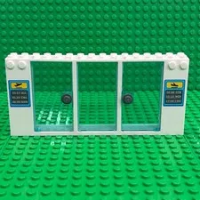 Lego Window Frame White 2x16x6 (35103) Front with Flight Schedules + Inserts