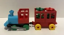 Lego Duplo Push Train Engine & Caboose Passenger Freight Car with Trees 2