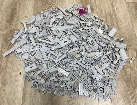 2 lbs LEGO Bulk Lot GRAY Random Bricks Plates Parts Mixed Pieces for Building