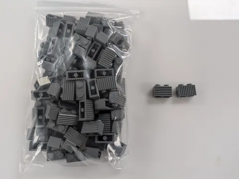 LEGO Bulk lot 100 dark bluish gray fluted 1x2 bricks castle modified grille 2877