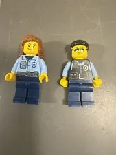 LEGO City Police Officer & Policewoman Minifigures Lot of 2 Cop Figures