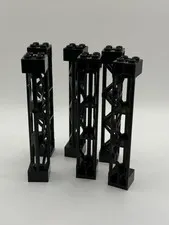 LEGO 2x2x10 Black Girder Lot x 6 Triangular Vertical Stand Support - No. 95347