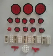 Vintage Lego Red Large And Small Tires /White Axle Bearing Bricks Lot